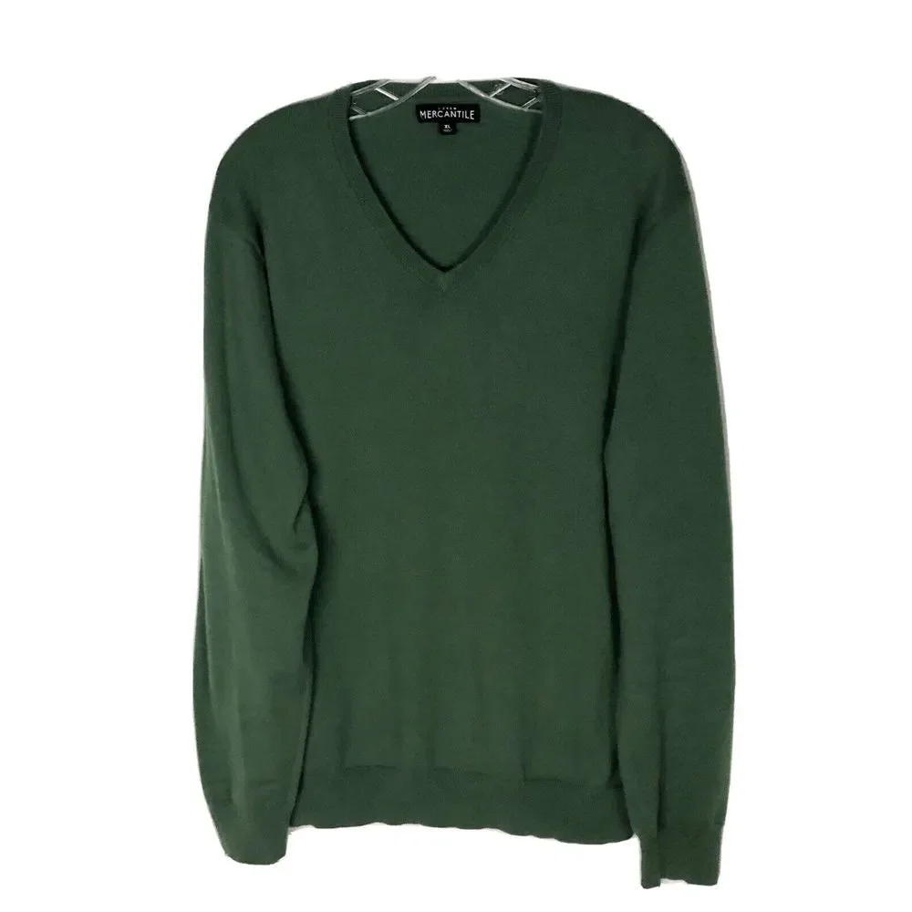 J. Crew Mercantile Men's Green‎ V Neck Lightweight Sweater Size XL